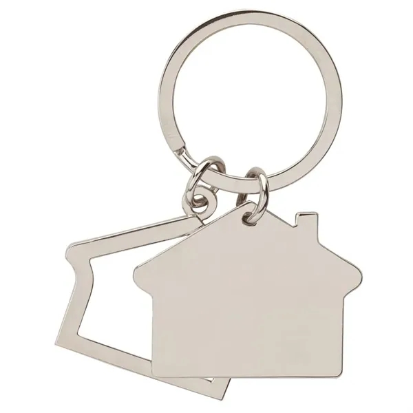 Bumi 0.19" x 1.19" x 1.5" metal keyring with two house-shaped... from ASI 67866 Logomark/Valumark / Valumark™