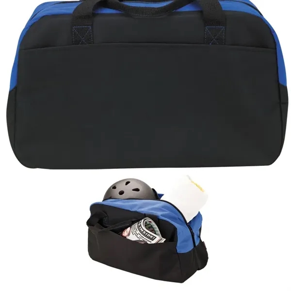 Polyester duffel bag with hook and loop front pocket and carrying... from ASI 67866 Logomark/Valumark