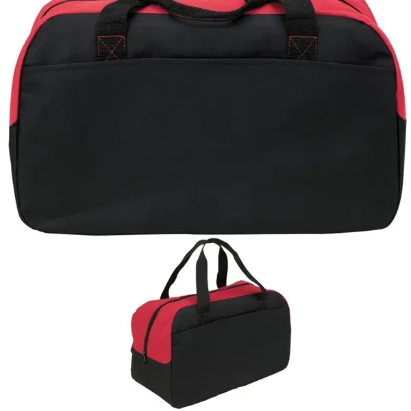 Polyester duffel bag with hook and loop front pocket and carrying... from ASI 67866 Logomark/Valumark