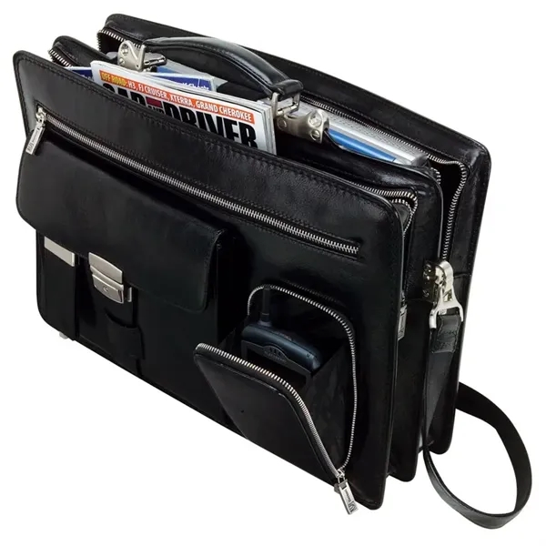 4.5" x 11.5" x 16.5" Rimini leather briefcase with removable laptop... from ASI 67866 Logomark/Valumark