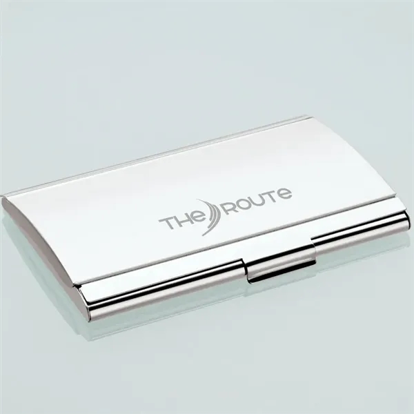 0.44" x 2.5" x 3.75" two-tone metal business card case with... from ASI 67866 Logomark/Valumark