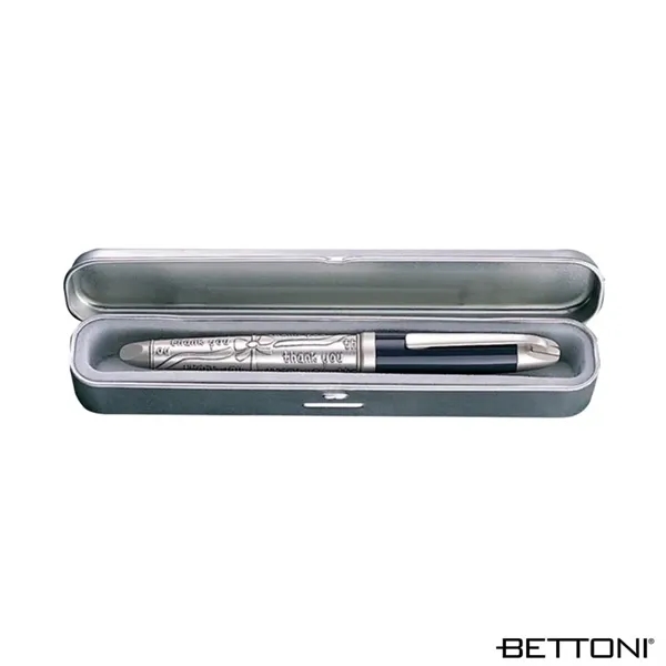 Brass ballpoint pen with sculptured barrel, spring loaded clip, cap-off design,... from ASI 67866 Logomark/Valumark