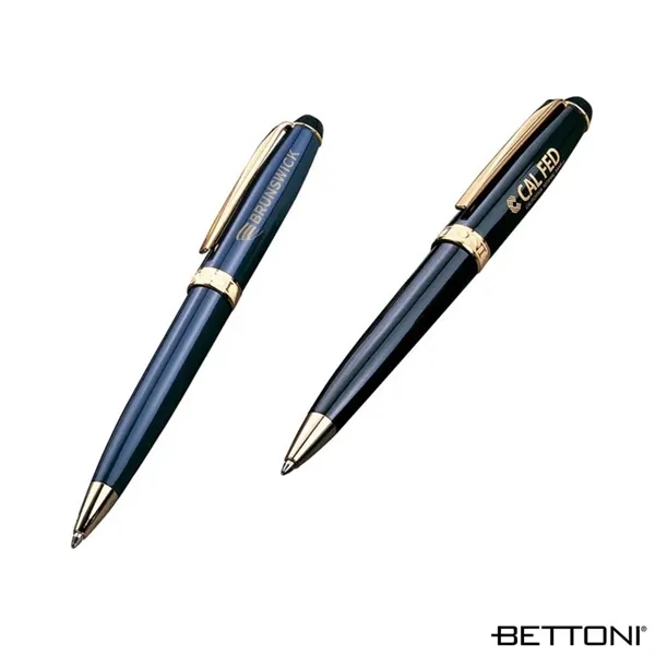 Twist action ballpoint pen with gloss lacquered finish, polished gold accents... from ASI 67866 Logomark/Valumark