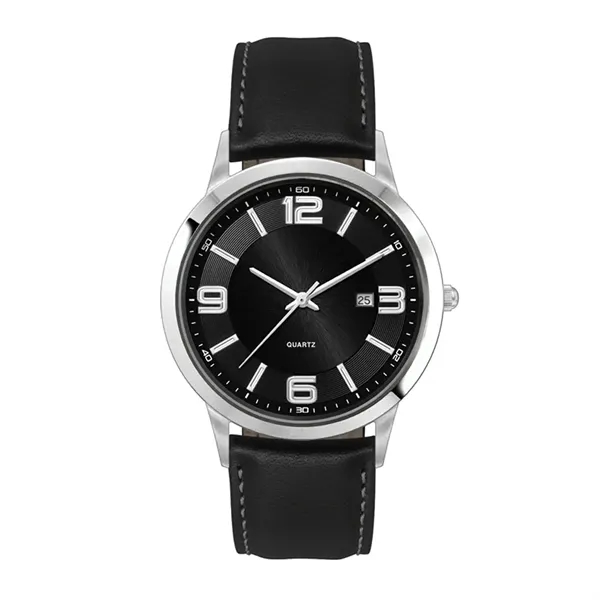 43MM STEEL SILVER CASE, 3 HAND MVMT, BLACK DIAL, D...... from ASI 67866 Logomark/Valumark