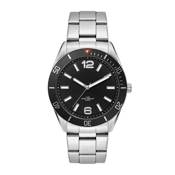 42MM METAL MATTE SILVER CASE, 3 HAND MVMT, BLACK D...... from ASI 67866 Logomark/Valumark