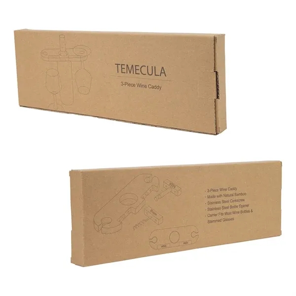 Temecula 3-Piece Bamboo Wine Caddy... from ASI 67866 Logomark/Valumark