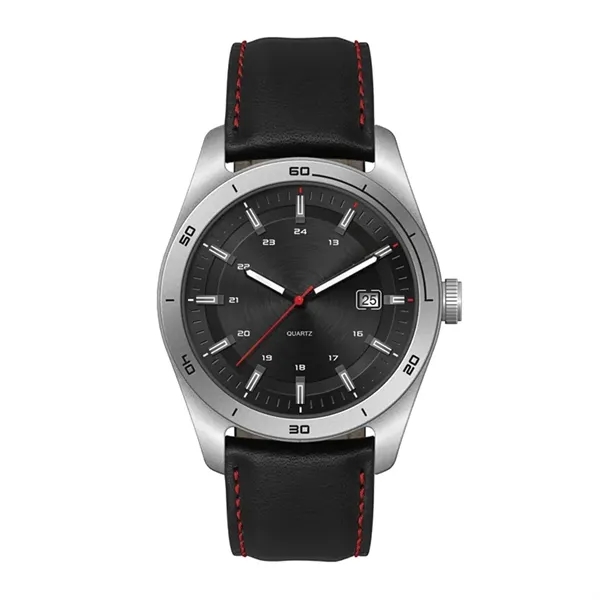 42MM STEEL MATTE SILVER CASE, 3 HAND MVMT, BLACK D...... from ASI 67866 Logomark/Valumark