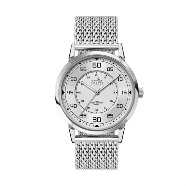 Unisex watch with a 42mm polished brushed silver and black metal... from ASI 67866 Logomark/Valumark