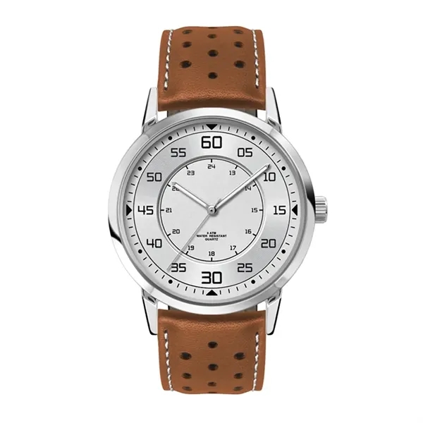 Unisex watch with a 42mm polished brushed silver and black metal... from ASI 67866 Logomark/Valumark