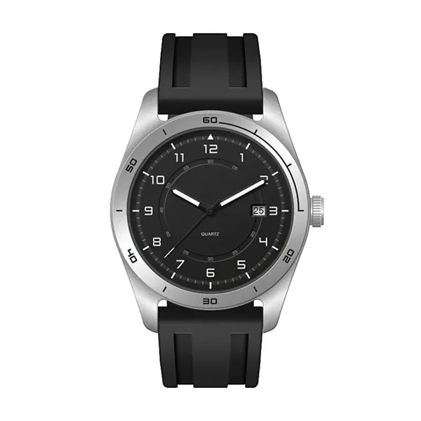 42MM STEEL MATTE SILVER CASE, 3 HAND MVMT, BLACK D...... from ASI 67866 Logomark/Valumark