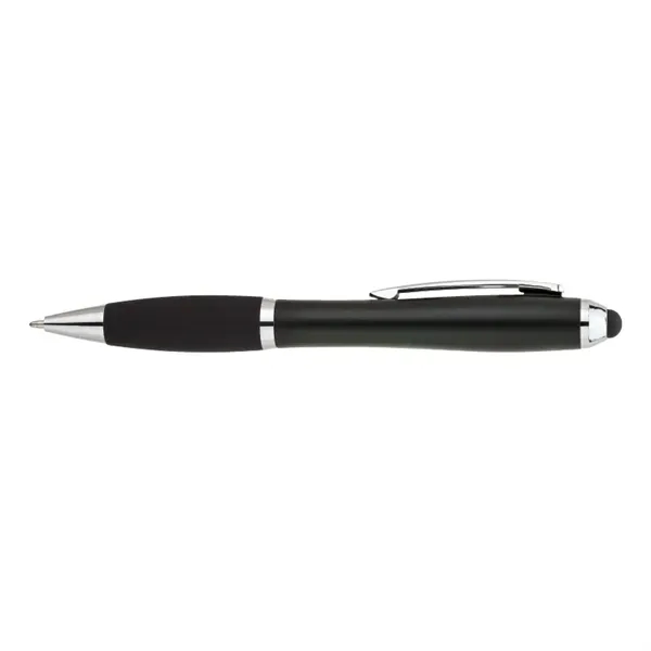 Twist action ballpoint pen with hourglass shaped barrel, colored rubber grip,... from ASI 67866 Logomark/Valumark / Valumark™