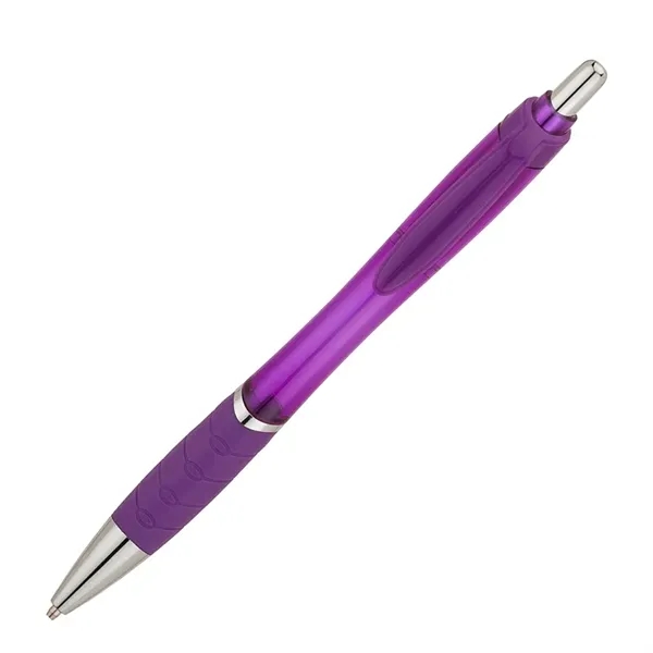 Plunger action ballpoint pen with translucent hourglass barrel, black ink, matching... from ASI 67866 Logomark/Valumark / Valumark™