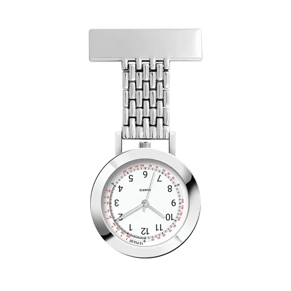 33MM METAL SILVER CASE, NURSE WATCH, 3 HAND MVMT, ...... from ASI 67866 Logomark/Valumark