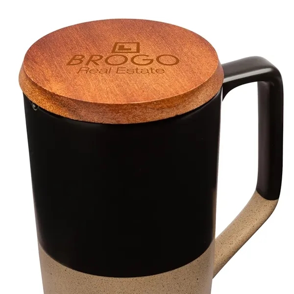 Mogiana 15 oz. Two-Tone Ceramic Mug w/ Wood Lid... from ASI 67866 Logomark/Valumark