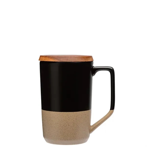 Mogiana 15 oz. Two-Tone Ceramic Mug w/ Wood Lid... from ASI 67866 Logomark/Valumark