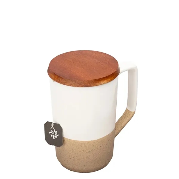 Mogiana 15 oz. Two-Tone Ceramic Mug w/ Wood Lid... from ASI 67866 Logomark/Valumark