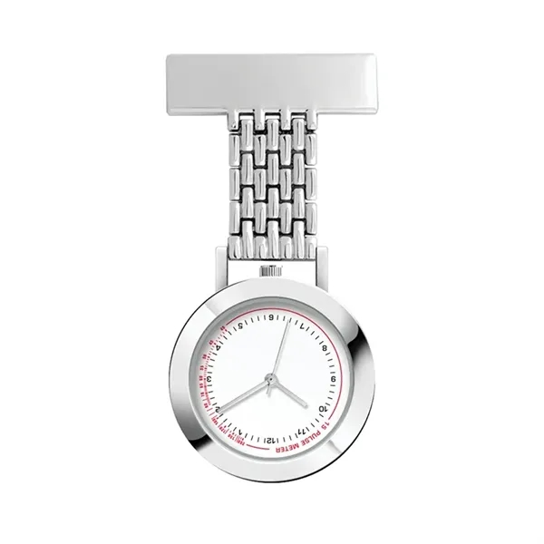 33MM METAL SILVER CASE, NURSE WATCH, 3 HAND MVMT, ...... from ASI 67866 Logomark/Valumark