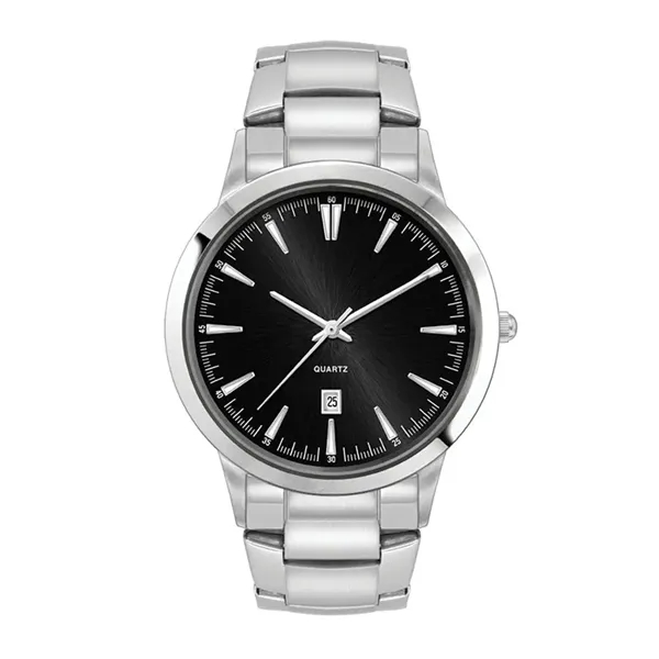 43MM STEEL SILVER CASE, 3 HAND MVMT, BLACK DIAL, D...... from ASI 67866 Logomark/Valumark