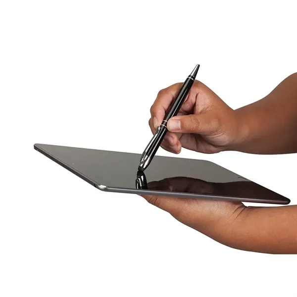 Twist-action ballpoint pen with capacitive stylus, aluminum construction, chrome accent rings,... from ASI 67866 Logomark/Valumark