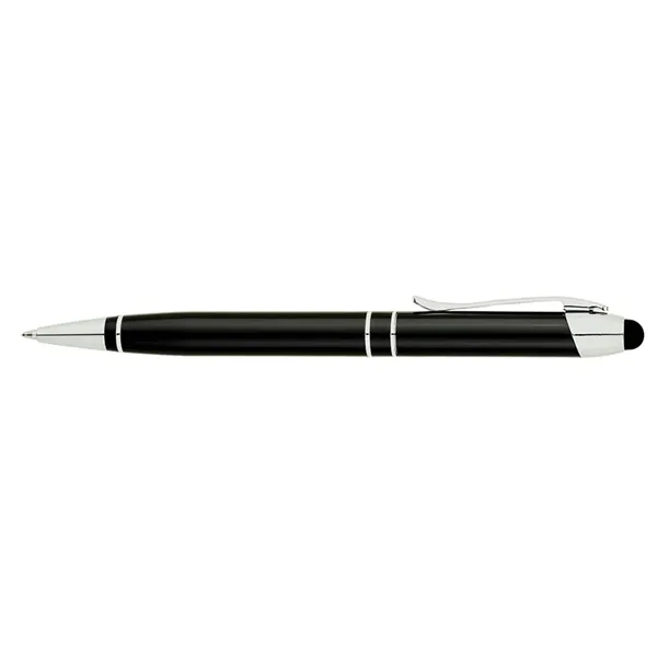 Twist-action ballpoint pen with capacitive stylus, aluminum construction, chrome accent rings,... from ASI 67866 Logomark/Valumark