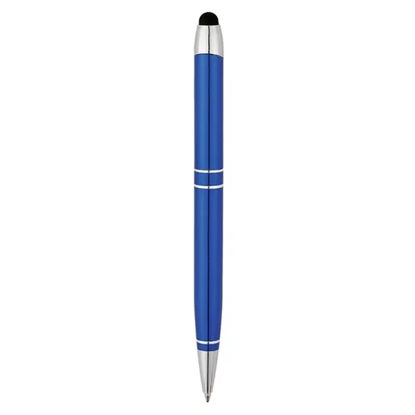 Twist-action ballpoint pen with capacitive stylus, aluminum construction, chrome accent rings,... from ASI 67866 Logomark/Valumark