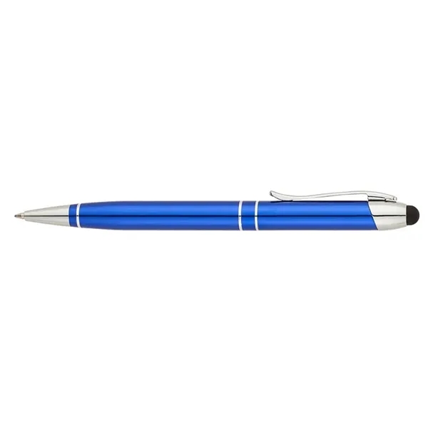 Twist-action ballpoint pen with capacitive stylus, aluminum construction, chrome accent rings,... from ASI 67866 Logomark/Valumark