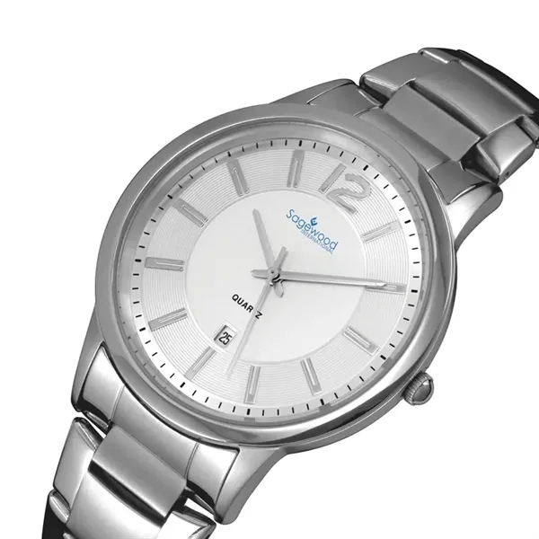 Men's watch with 43.2mm stainless steel case, 3-hand display, and stainless... from ASI 67866 Logomark/Valumark
