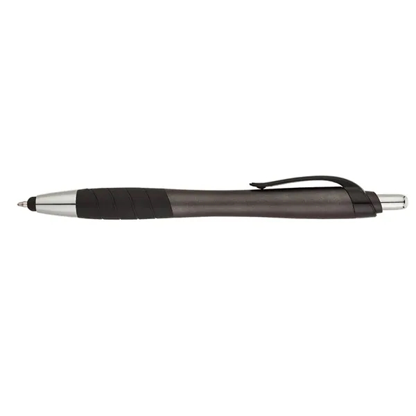 Plunger action ballpoint pen with metallic color barrel, black clip, black... from ASI 67866 Logomark/Valumark / Valumark™