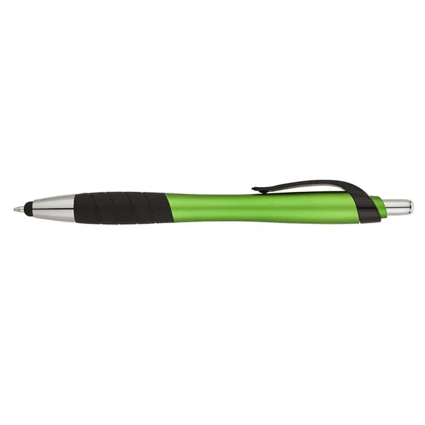 Plunger action ballpoint pen with metallic color barrel, black clip, black... from ASI 67866 Logomark/Valumark / Valumark™