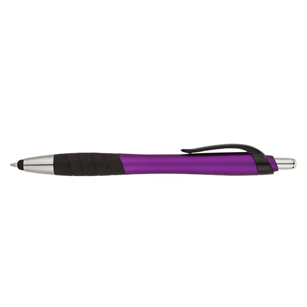 Plunger action ballpoint pen with metallic color barrel, black clip, black... from ASI 67866 Logomark/Valumark / Valumark™