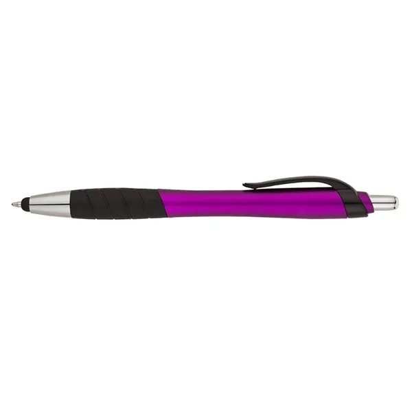 Plunger action ballpoint pen with metallic color barrel, black clip, black... from ASI 67866 Logomark/Valumark / Valumark™