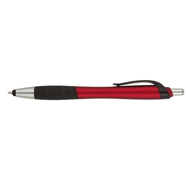Plunger action ballpoint pen with metallic color barrel, black clip, black... from ASI 67866 Logomark/Valumark / Valumark™