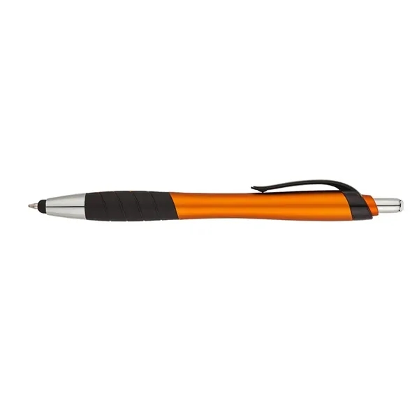 Plunger action ballpoint pen with metallic color barrel, black clip, black... from ASI 67866 Logomark/Valumark / Valumark™