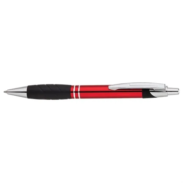 Aluminum ballpoint pen with plunger action mechanism, rubber grip and metal... from ASI 67866 Logomark/Valumark / Valumark™