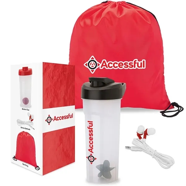 3-piece fitness gift set with 28 oz. shaker cup with mixing... from ASI 67866 Logomark/Valumark