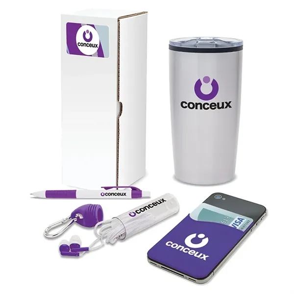 4 piece gift set with 20-ounce stainless steel tumbler, ballpoint pen,... from ASI 67866 Logomark/Valumark