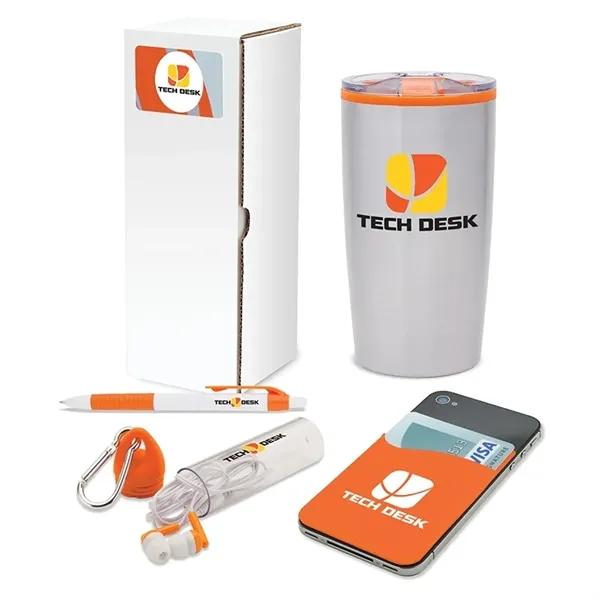 4 piece gift set with 20-ounce stainless steel tumbler, ballpoint pen,... from ASI 67866 Logomark/Valumark