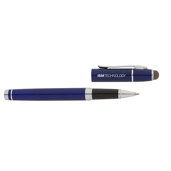 Euro-style cap-off rollerball pen with aluminum construction, chrome accents and conductive... from ASI 67866 Logomark/Valumark