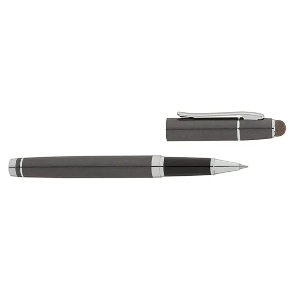 Euro-style cap-off rollerball pen with aluminum construction, chrome accents and conductive... from ASI 67866 Logomark/Valumark