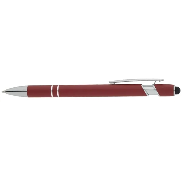Soft touch aluminum ballpoint pen with plunger action design, chrome trims,... from ASI 67866 Logomark/Valumark