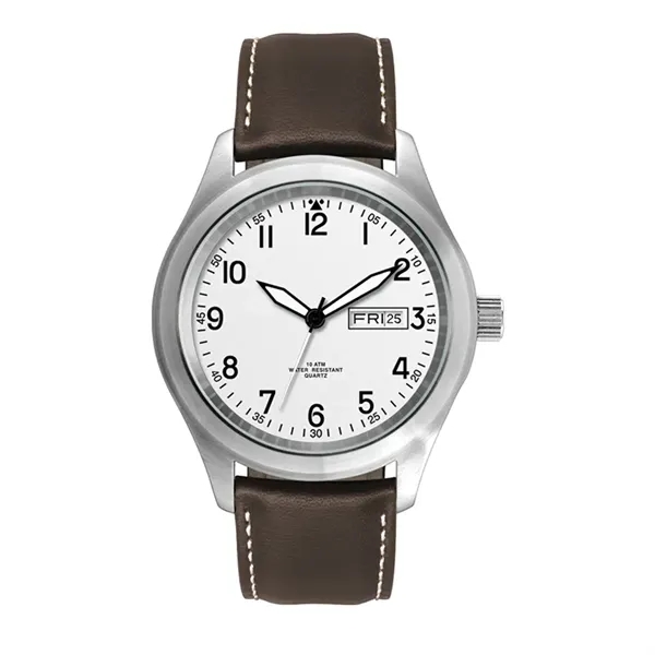 44MM STEEL MATTE SILVER CASE, 3 HAND MVMT, WHITE D...... from ASI 67866 Logomark/Valumark