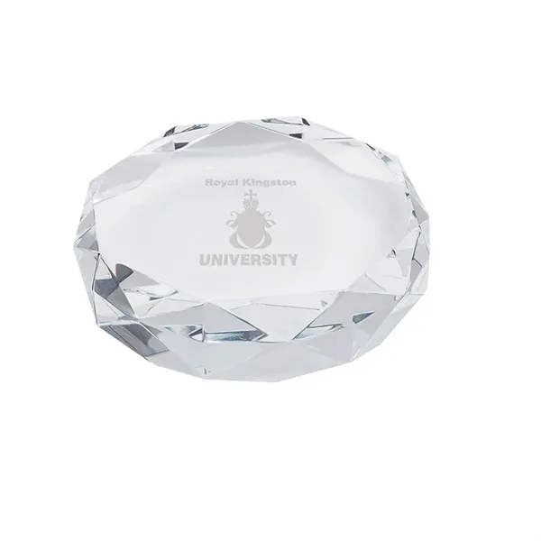 0.75" x 2.75" x 2.62" Rimini gem cut crystal paperweight award... from ASI 67866 Logomark/Valumark