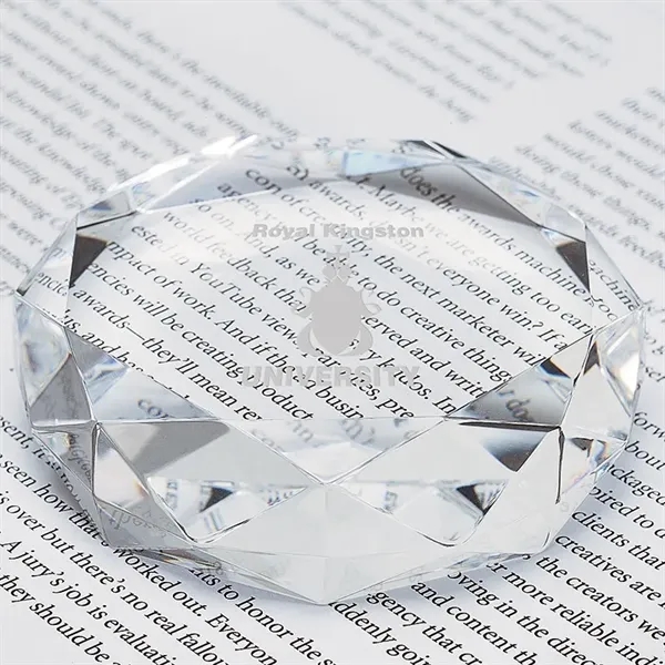 0.75" x 2.75" x 2.62" Rimini gem cut crystal paperweight award... from ASI 67866 Logomark/Valumark
