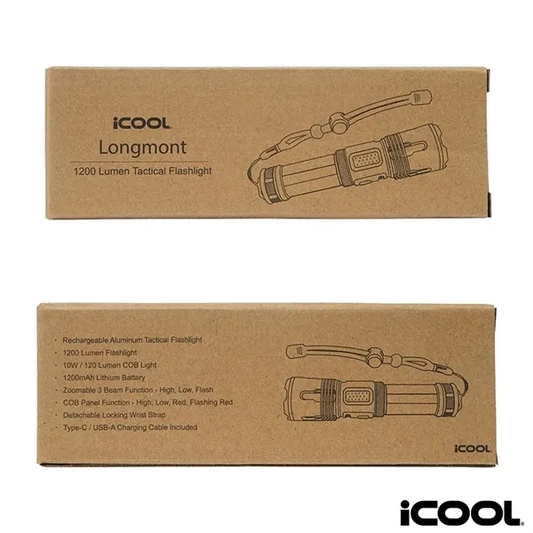 iCOOL® Longmont Rechargeable 1000-Lumen Aluminum Tactical...... from ASI 67866 Logomark/Valumark