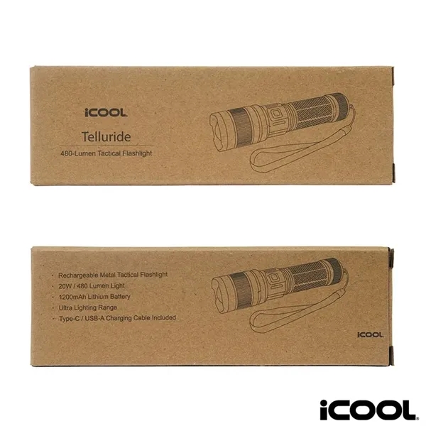 iCOOL® Telluride Rechargeable 480-Lumen Aluminum Tactical...... from ASI 67866 Logomark/Valumark