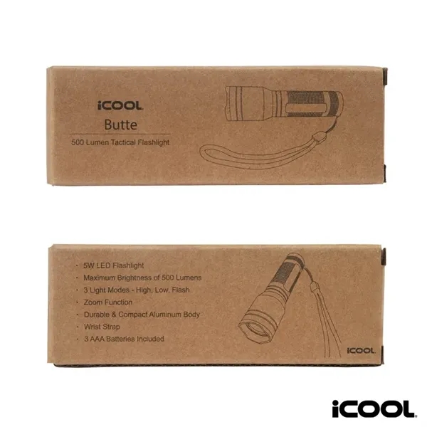 iCOOL® Butte 500-Lumen Aluminum Tactical Flashlight... from ASI 67866 Logomark/Valumark