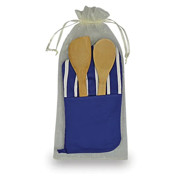 Super kitchen tools combo set includes striped oven mitt, bamboo spatula... from ASI 38980 Bay State Specialty Co