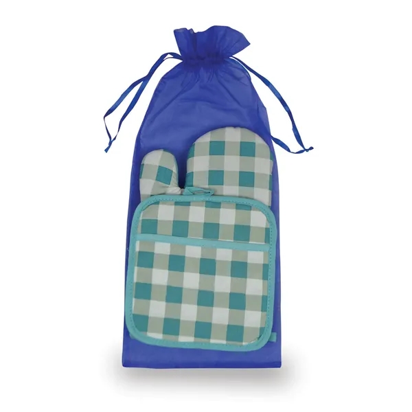 Our Oven Mitt and Pot Holder combo set guarantees hot advertising.... from ASI 38980 Bay State Specialty Co