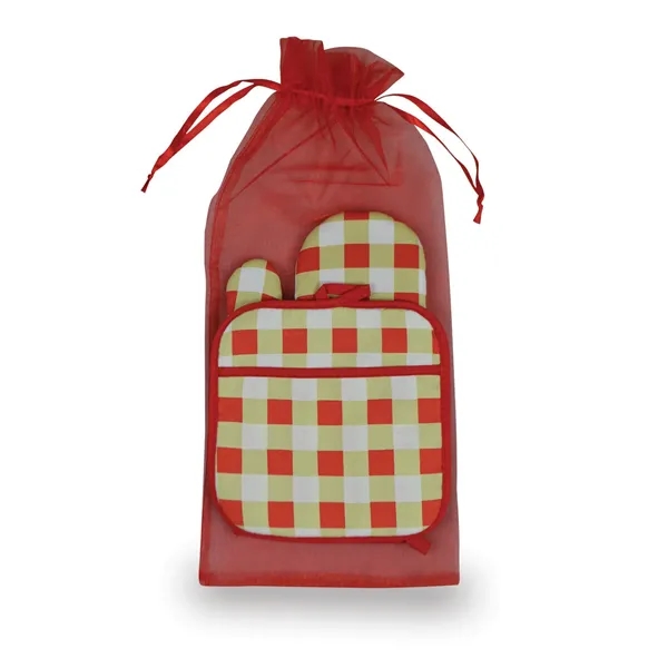 Our Oven Mitt and Pot Holder combo set guarantees hot advertising.... from ASI 38980 Bay State Specialty Co