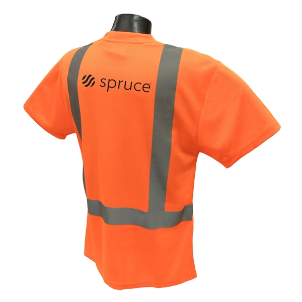 Short sleeve Class 2 Hi-Viz safety T-shirt with a front pocket... from ASI 46170 Compass Industries Inc